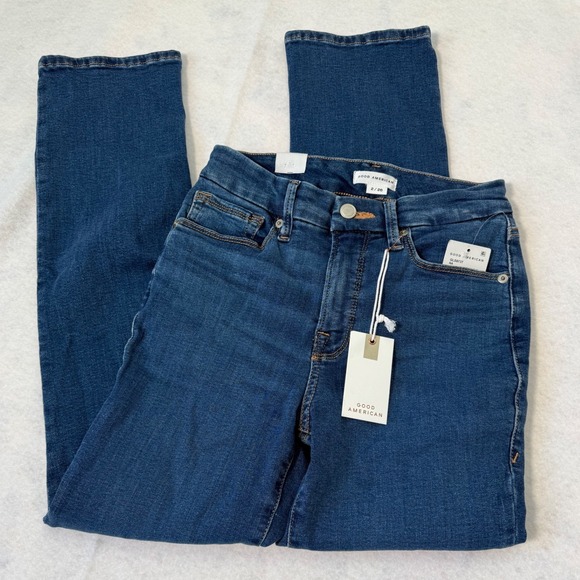 Good American Denim - Good American Good Legs Straight Mid-Rise Jeans Blue Size 2/26 GLS873T NWT $98